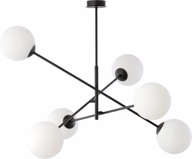 Lampadario Emibig Linear 6 nero/opalino 6xE14 102cm