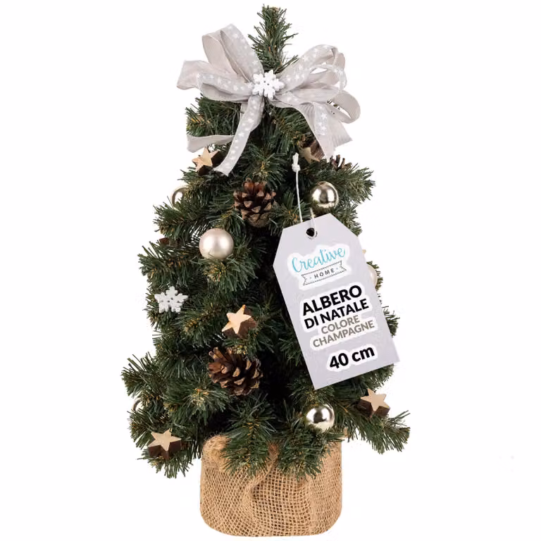 Creative Home Albero di Natale Artificiale Colore Taupe | Albero di Natale Piccolo 40cm | Decorazioni Natalizie per Tavolo Albero Natale gia Addobbato