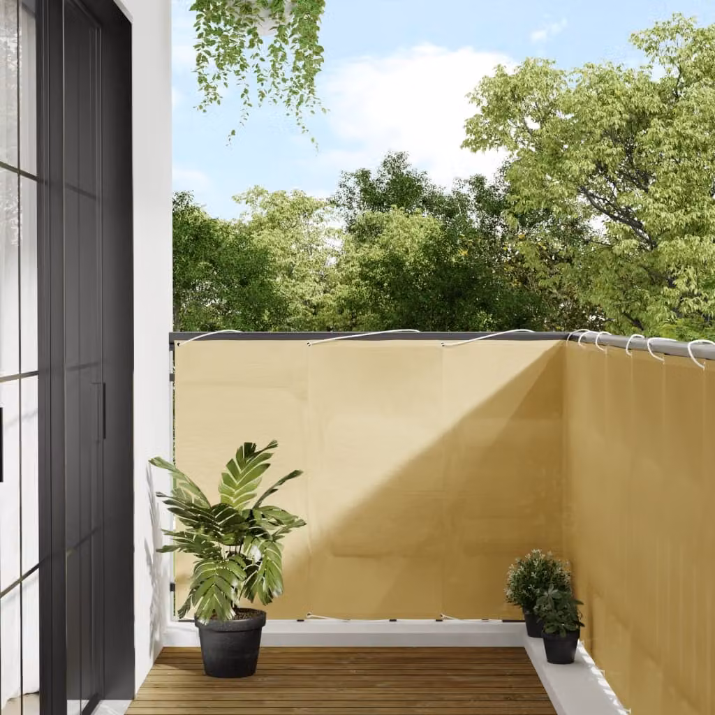 Paravento da balcone vidaXL in poliestere color sabbia, L: 800 cm, H: 120 cm