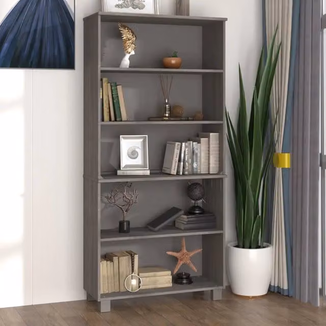 Credenza Buffet Armadio da Cucina HAMAR Design Mania in Legno Massello di Pino Grigio Chiaro L: 180 cm, H: 85 cm, P: 35 cm