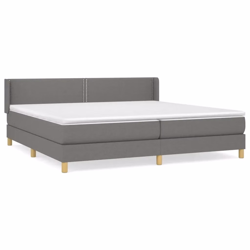vidaXL Giroletto a Molle Ibrido con Materasso in Tessuto Grigio e Bianco L/P/H: 200 x 200 x 203 cm – 2