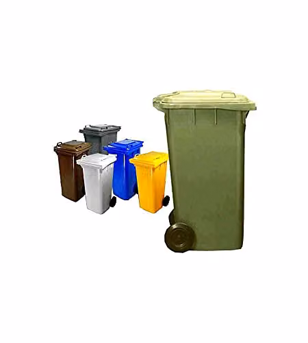 Ics Bidone Rifiuti in Plastica Blu con Ruote - 240L - 73x58x106 cm