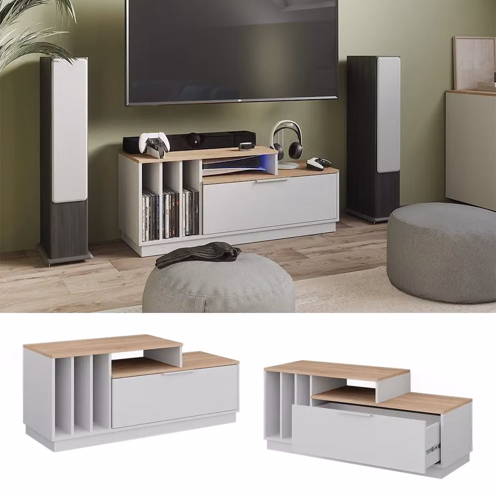 Mobile TV Vicco Bianco/Sonoma con 1 porta, L: 120 cm, P: 49.9 cm, H: 40 cm – 2