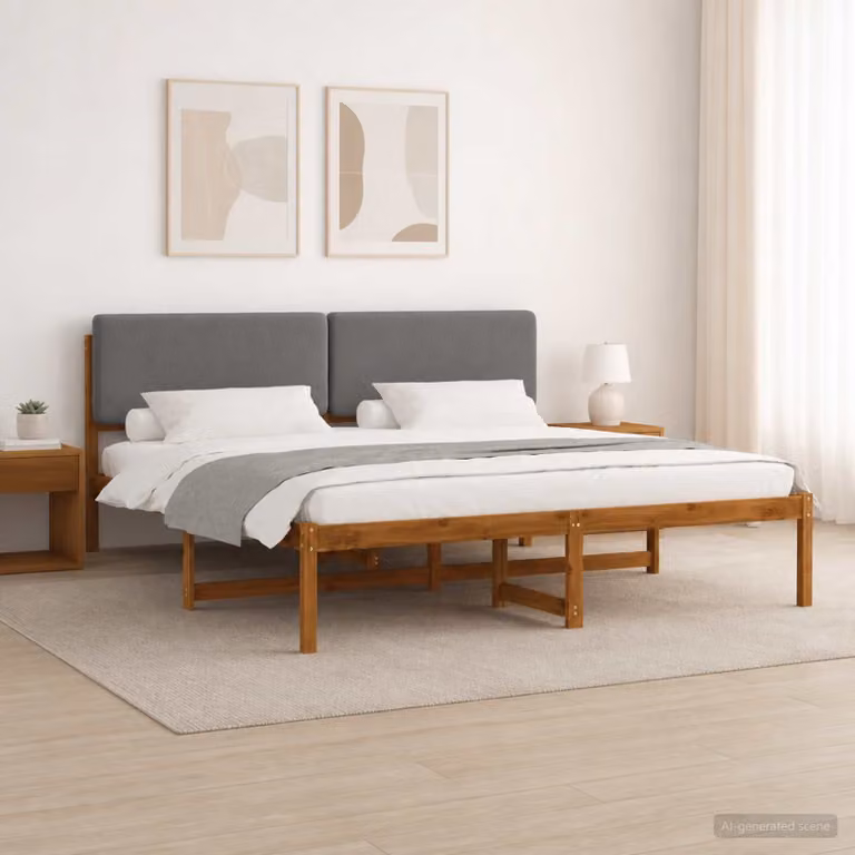 vidaXL Letto con Testiera Rivestita Naturale e Grigio Chiaro