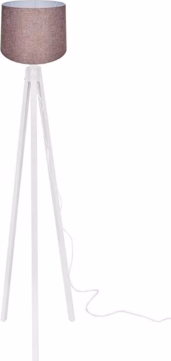 Lampada da terra treppiede legno bianco e paralume rosa RODIBI3012