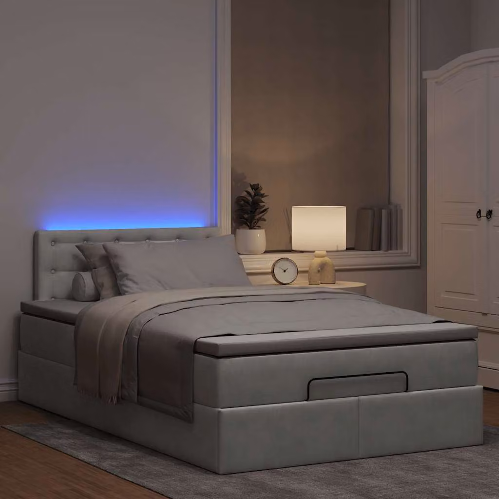 Maison Exclusive - Pouf Letto con Materasso e LED Grigio Chiaro 120x190cm Velluto