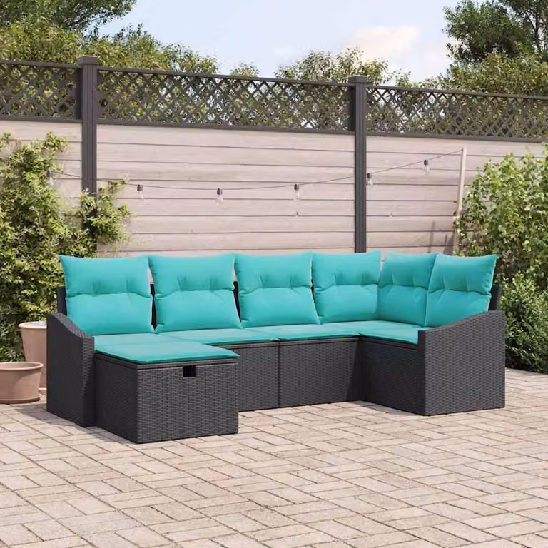 Maison Exclusive - Set di divani da esterno, 6 pezzi, colore nero, in rattan sintetico
