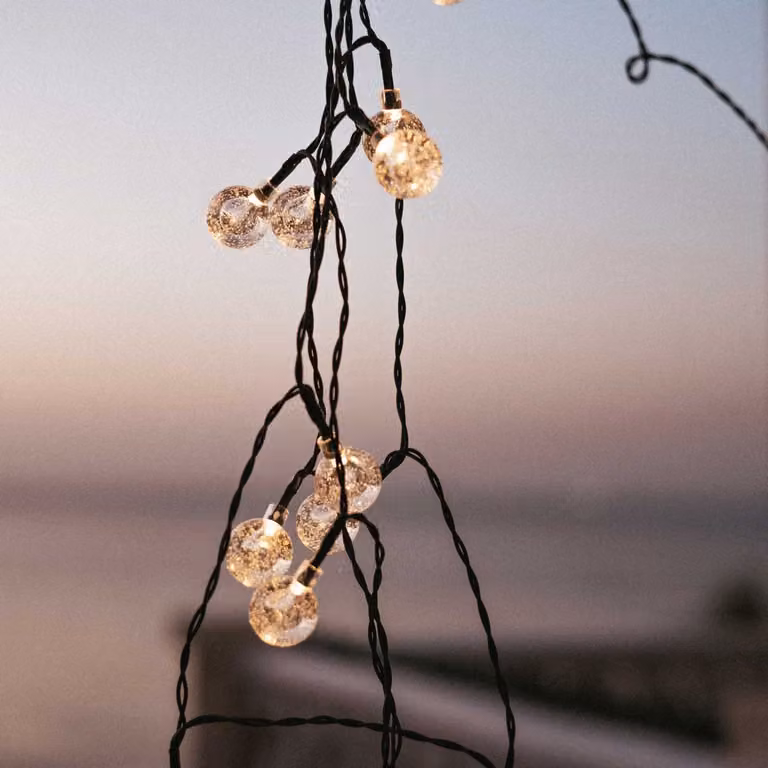 Catena luminosa da esterno LED solare 266,6 cm di lunghezza IP44 nero 1800 K 4000 lm decorativo giardino solare esterno