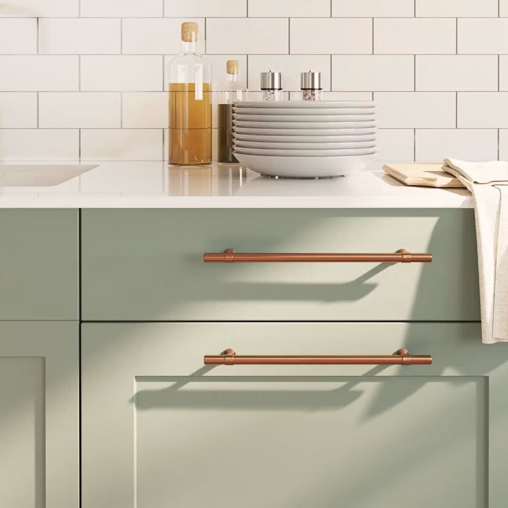 Set di 5 maniglie per mobili a barra vidaXL in acciaio inox color bronzo, lunghezza 224 mm