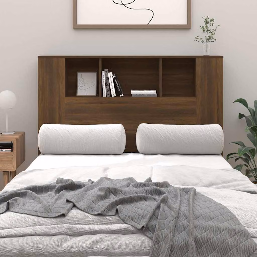 Testiera con scomparti integrati vidaXL in legno Rovere Marrone L: 120 cm, P: 18,5 cm, H: 102,5 cm
