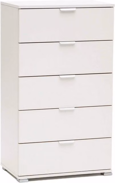 Cassettiera 5 Cassetti Bianca 60x38x103 h cm in Truciolare bilaminato Bianco