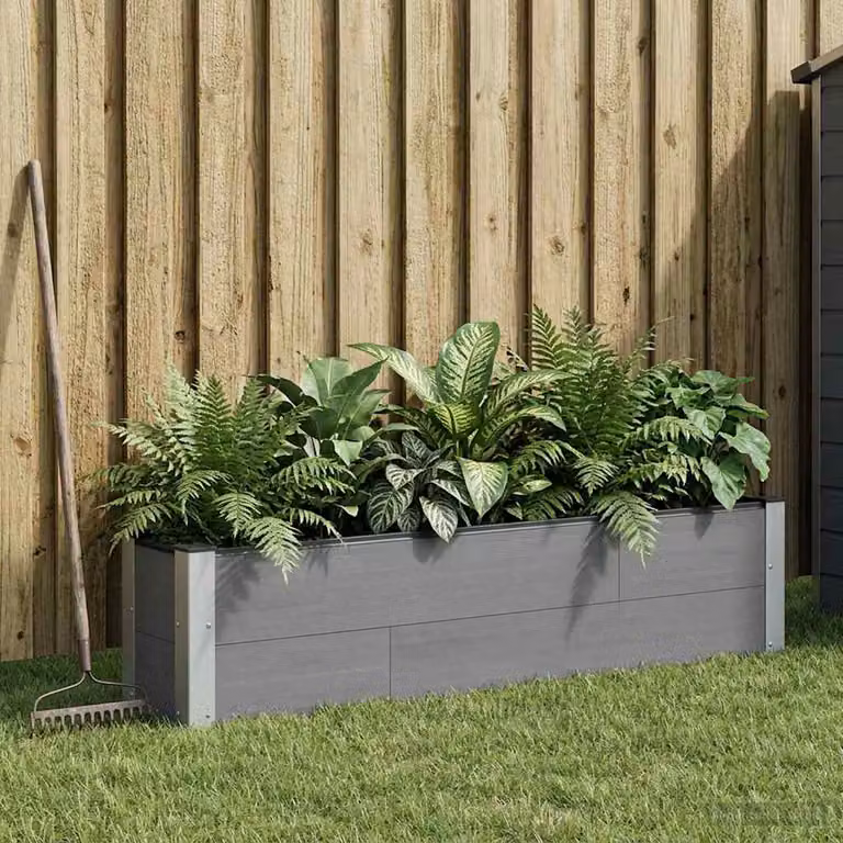 Letto rialzato da giardino vidaXL in WPC e alluminio Grigio L: 150 cm, P: 30 cm, H: 36 cm