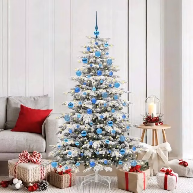 Albero di Natale artificiale bianco con luci LED vidaXL Altezza: 180 cm, Larghezza: 120 cm – 1