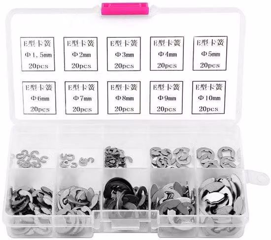 Set di supporti per motori - 10 misure diverse - acciaio inossidabile 304 - 200 pezzi - Set di clip a molla
