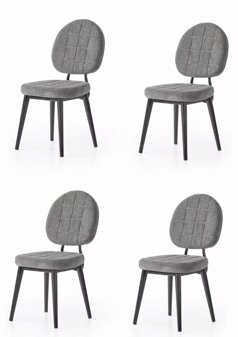 Set da sala da pranzo: 4 sedie grigie, comode, morbide, in tessuto, moderne ed eleganti