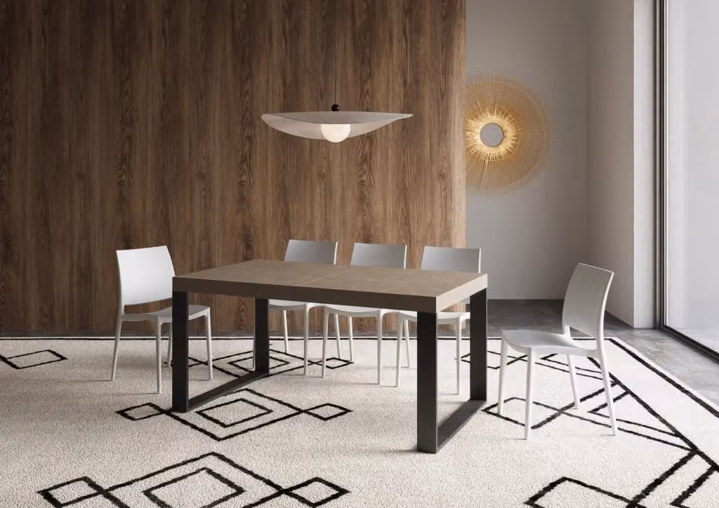 Tavolo allungabile Tekno di Bs Com con piano in laminato beige e gambe in metallo antracite, L/P/H: 90 x 160/420 cm – 2