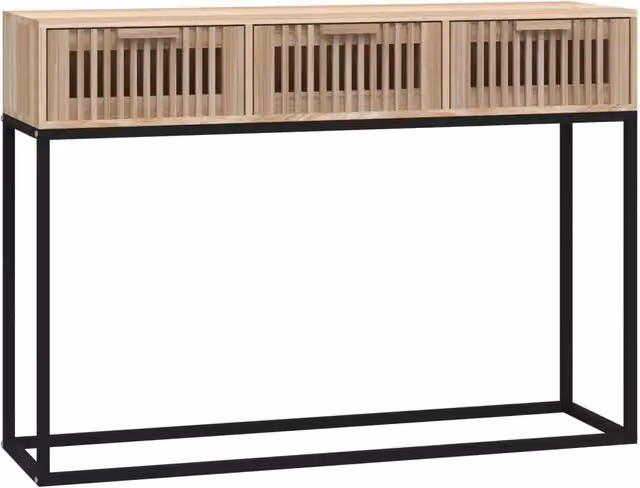 Tavolino Consolle Design In in Legno di Pino e Metallo Marrone per Ingresso, L/P/H: 105 x 30 x 75 cm – 1