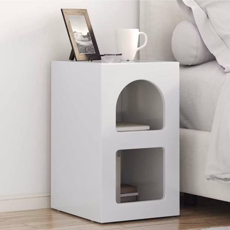 Comodino vidaXL ELST Bianco Lucido L: 29,5 cm, P: 33,5 cm, H: 50 cm