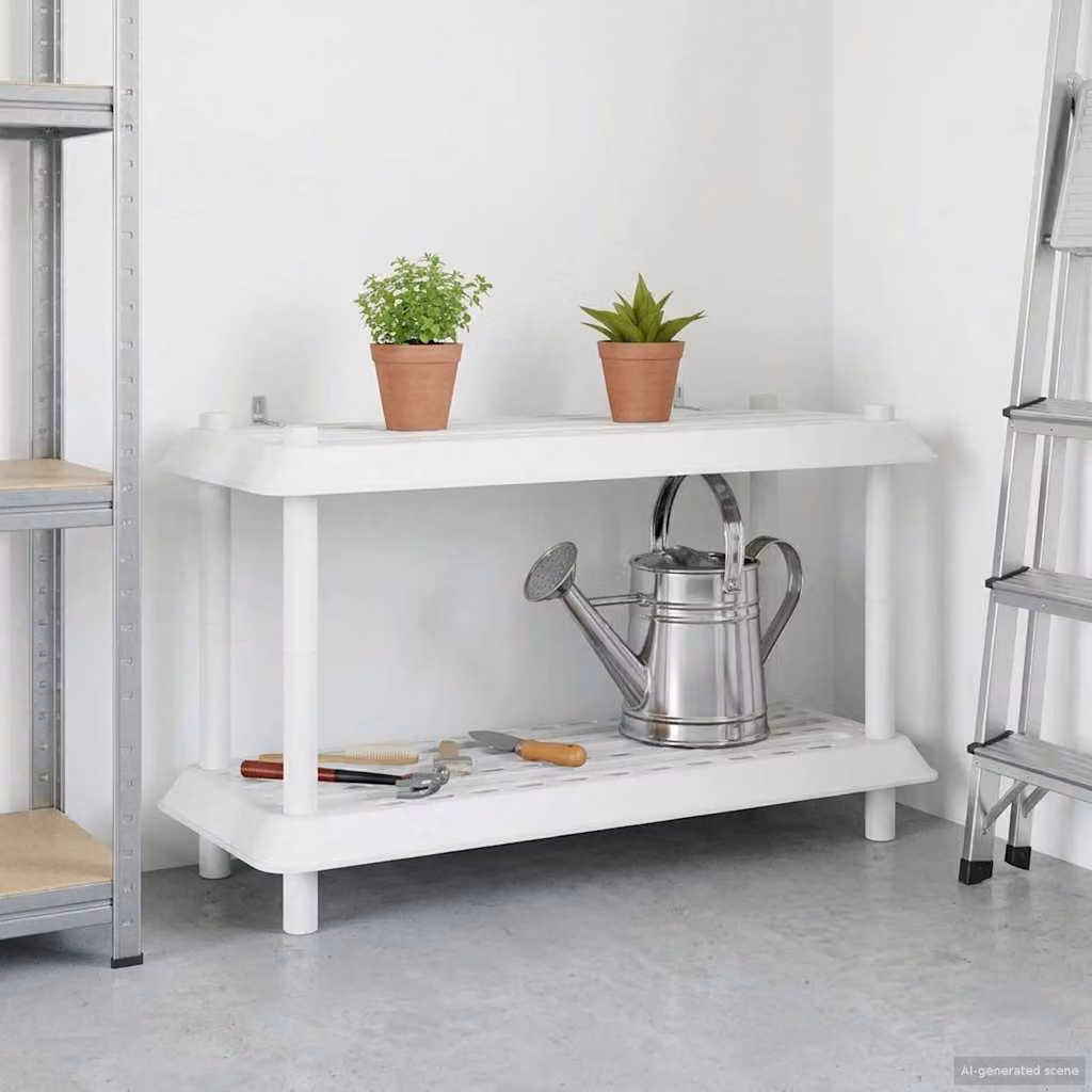 Unità di scaffalatura a 2 livelli vidaXL in plastica bianca L: 100 cm, P: 40 cm, H: 55,5 cm