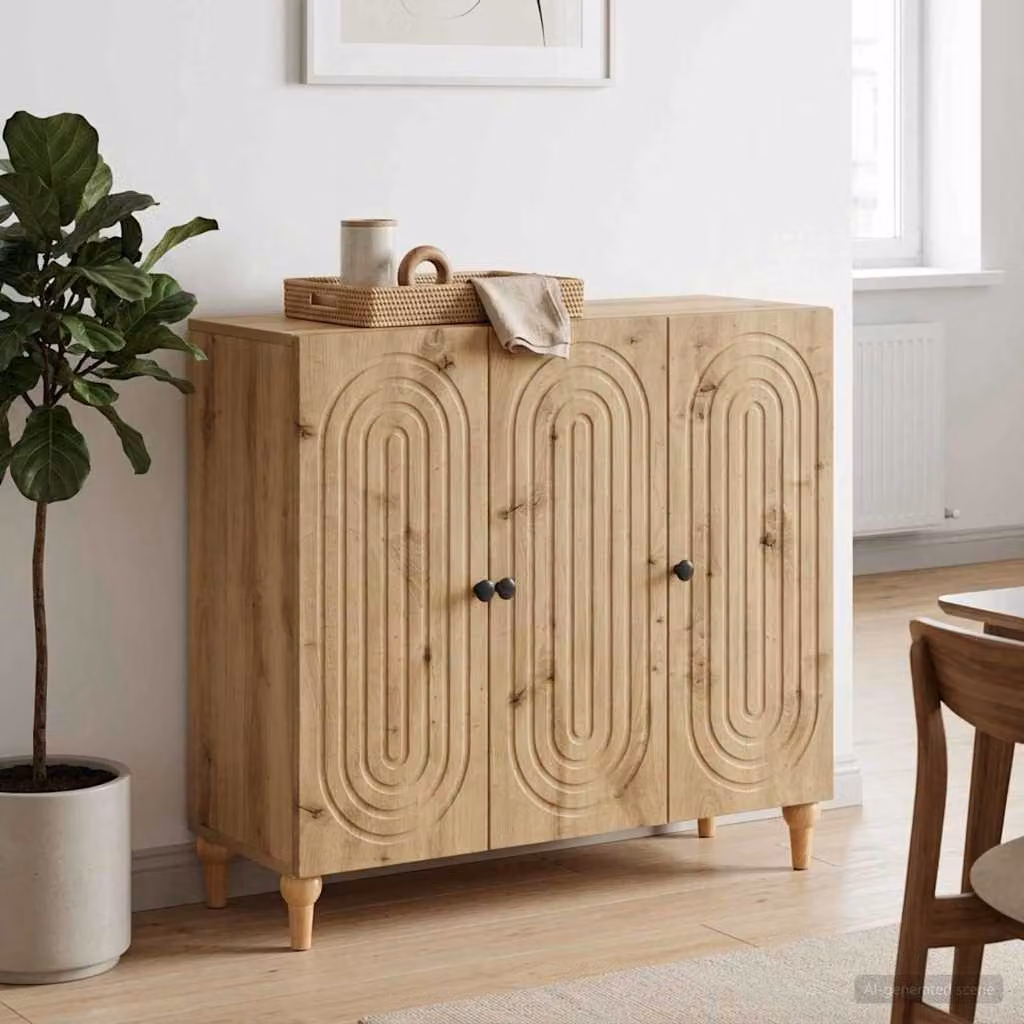 Credenza moderna vidaXL in rovere marrone con ante a battente e ripiani interni, L: 89 cm, P: 34,5 cm, H: 80 cm