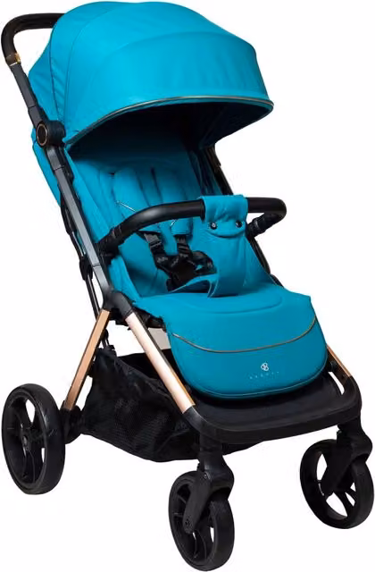 Passeggino pieghevole Barotti Mega con chiusura automatica a una mano, colore verde salvia/turchese