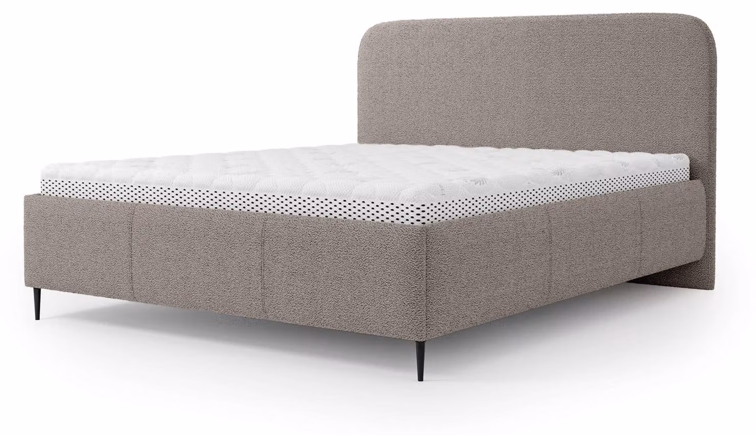 Letto imbottito con contenitore Edi, rivestito in tessuto effetto asfalto, dimensioni 180 x 200 cm