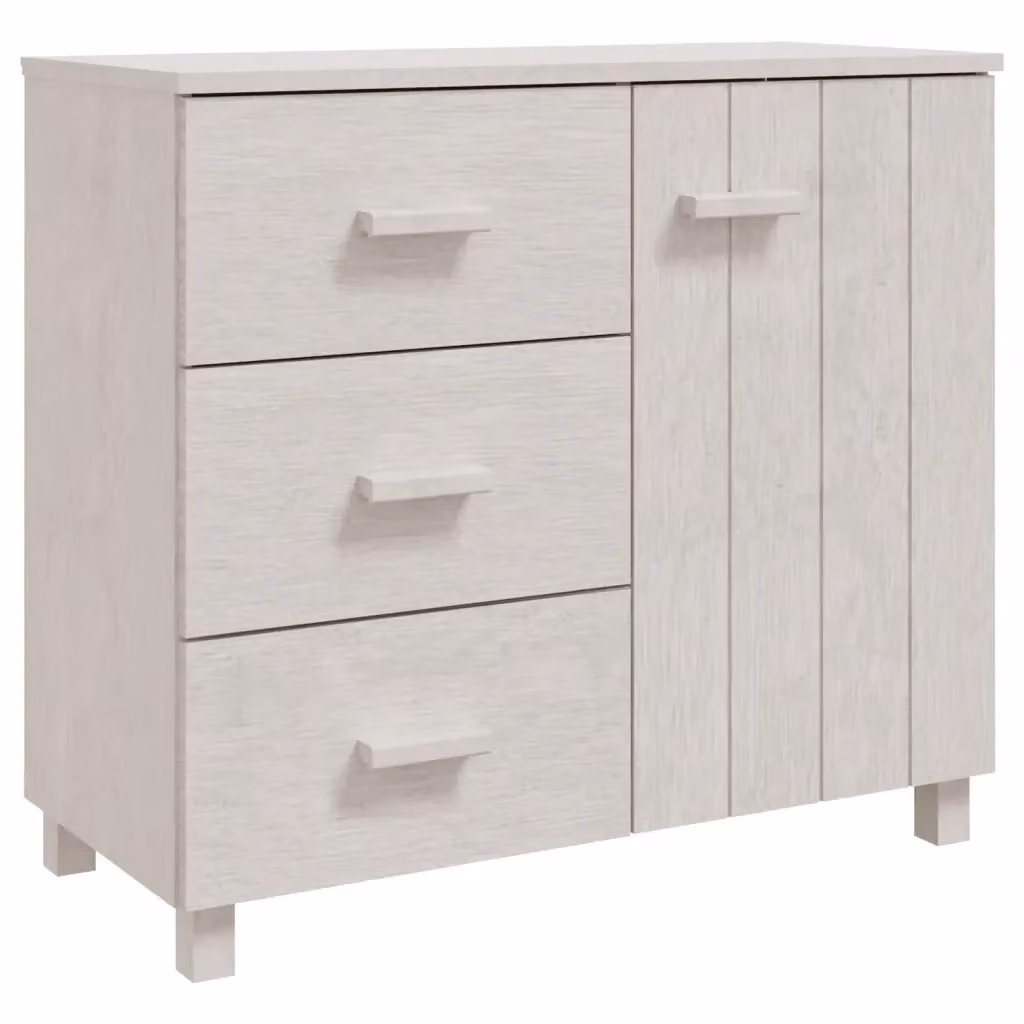 Credenza Buffet Armadio da Cucina o Soggiorno HAMAR Design Mania Bianca in Legno di Pino e MDF L 90 cm, P 40 cm, H 80 cm – 2