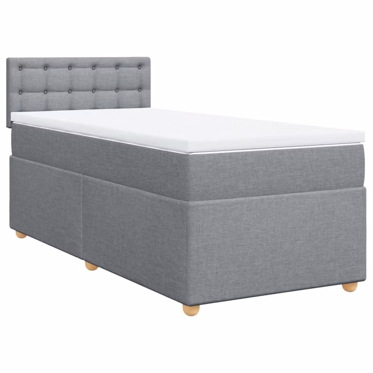 Giroletto a Molle con Materasso Grigio Chiaro 90x200 cm Tessuto