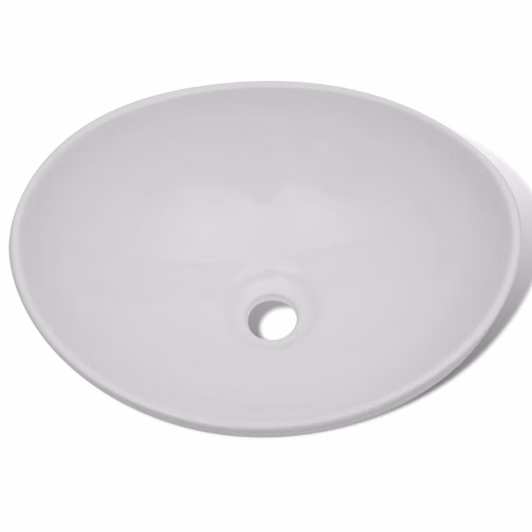The Living Store Lavabo in Vetroceramica 40 x 33 cm ovale bianco