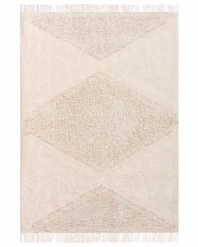 Beliani Tappeto per bambini in cotone 160 x 230 cm con motivo geometrico Beige Sareki