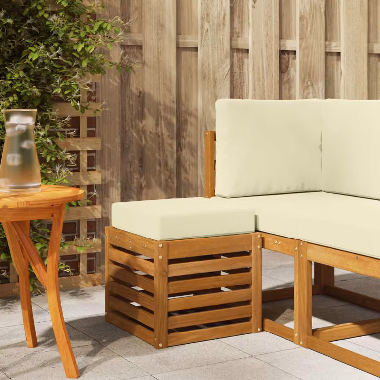 vidaXL Panca da esterno moderna in legno di acacia naturale marrone beige L: 110 cm, P: 43 cm, H: 37 cm