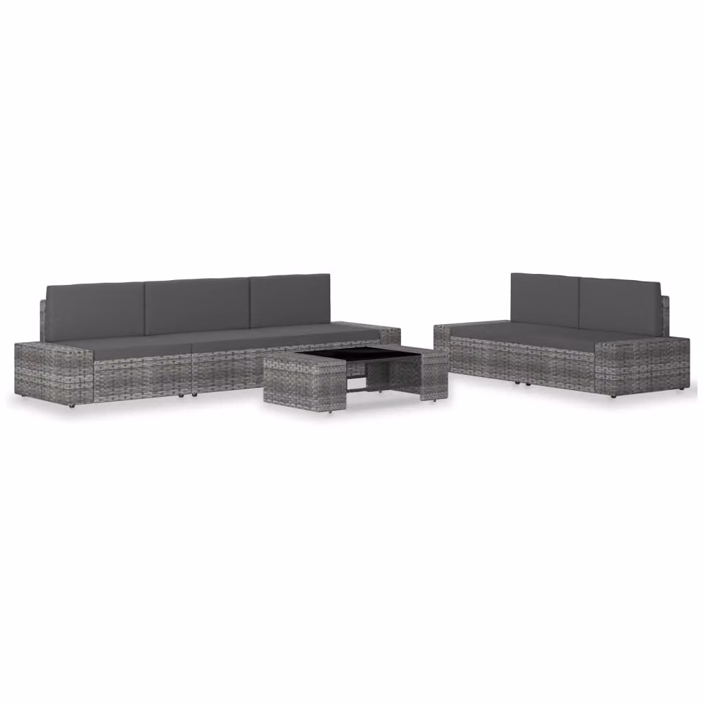 Maison Exclusive - Set da giardino da 6 pezzi in polyrattan grigio