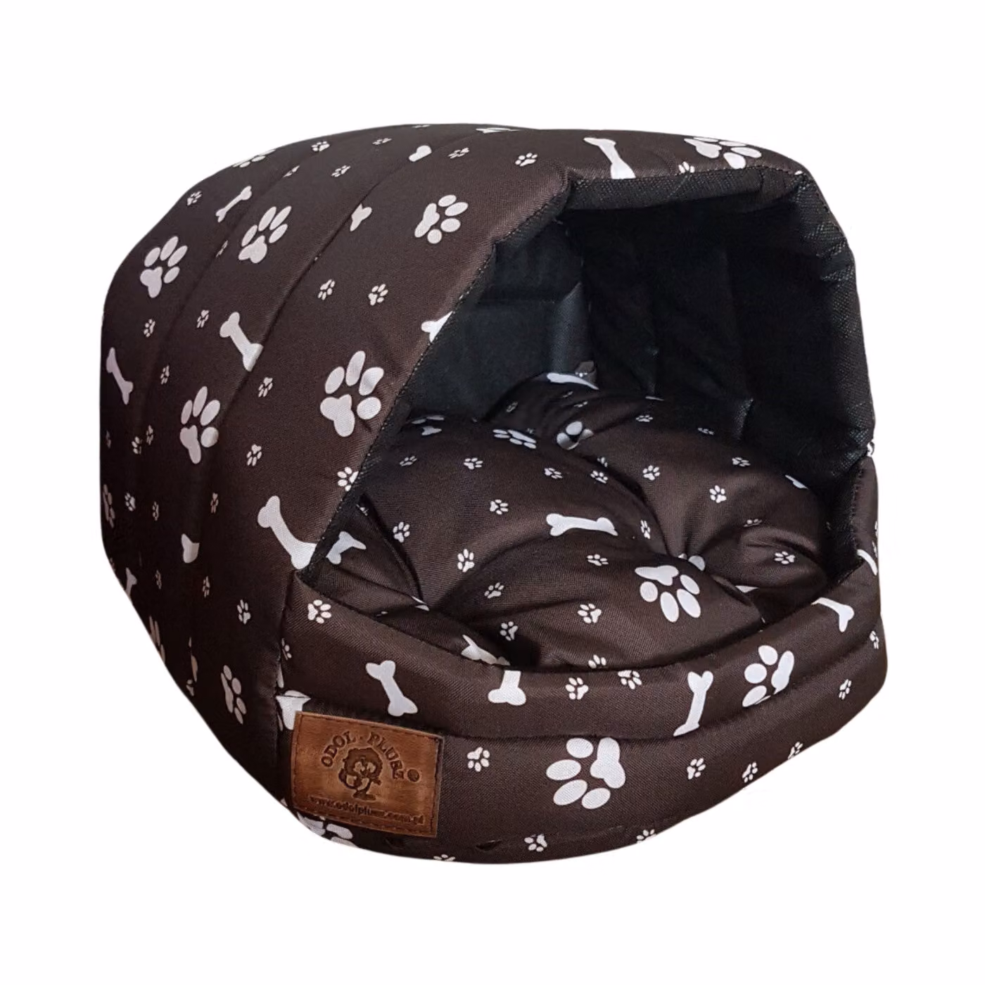 grotta per cani, cuccia per cani 34x40x39cm - osso marrone