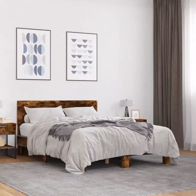 Letto Giroletto vidaXL in Rovere e Metallo, Colore Marrone, L/P: 120 x 200 cm