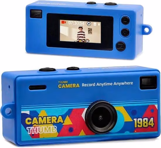 Piccola fotocamera digitale con schermo LCD da 0,96 pollici, risoluzione 1080p, obiettivo grandangolare da 130°, design retrò, formato portachiavi, ideale come regalo di compleanno, parte di una collezione composta da 8 modelli diversi (32 GB).
