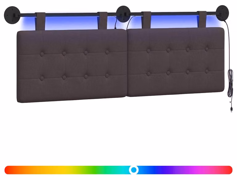 Testiera sospesa Con luce LED Marrone Scuro Tessuto