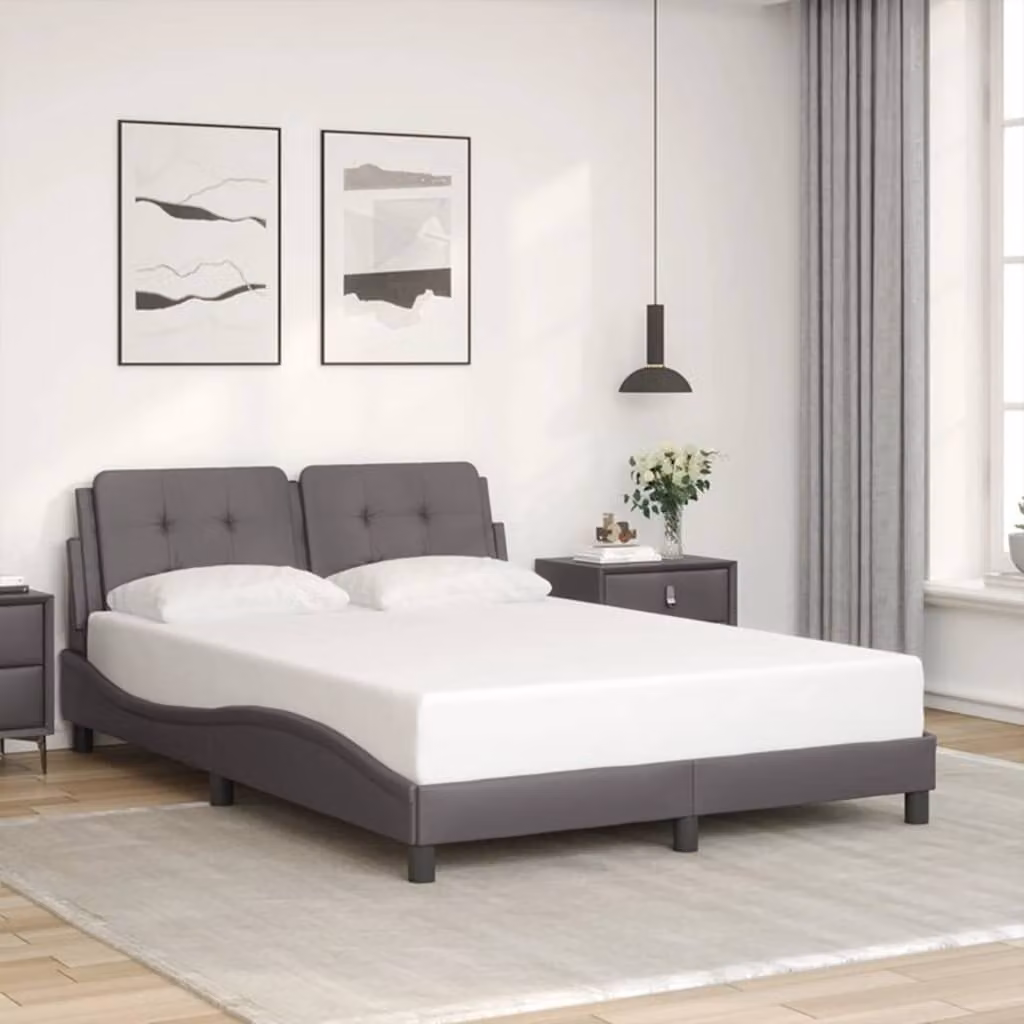 Giroletto senza materasso vidaXL Zadar in similpelle grigio L 140 cm x P 200 cm – 1