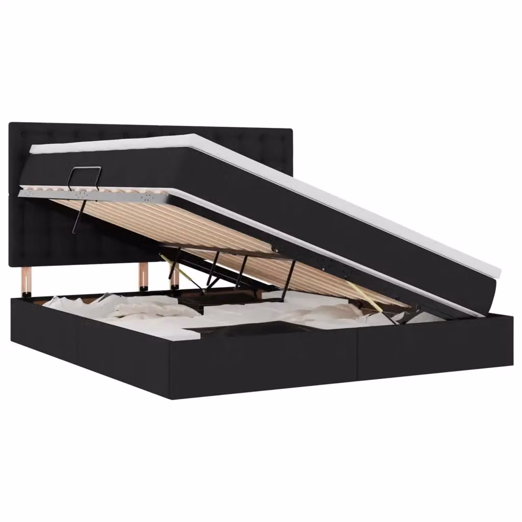 Letto con contenitore e illuminazione LED vidaXL Nero L: 160 cm, P: 200 cm, H: 128 cm – 2