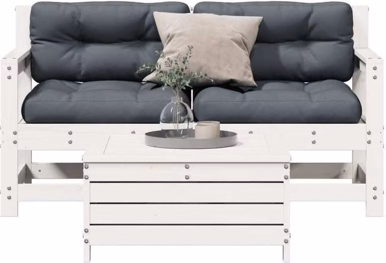 Maison Exclusive - Set Salotto da Giardino 3 pz Cuscini Legno Massello Pino Bianco
