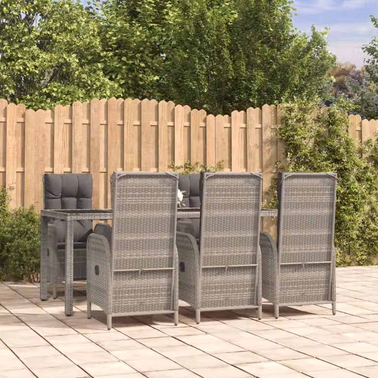 Maison Exclusive - Set da Pranzo da Giardino 7 pz con Cuscini in Polyrattan Grigio