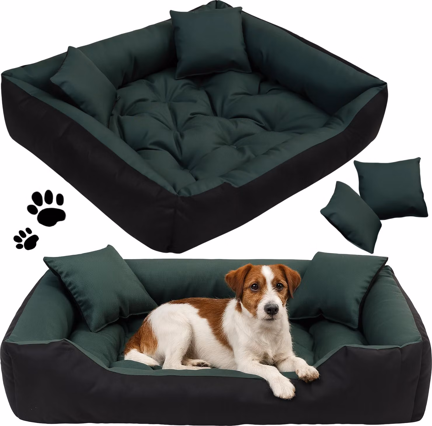 Letto per cani 115x95 cm divano verde per cani, gatti con cuscino, sedia per cani, impermeabile