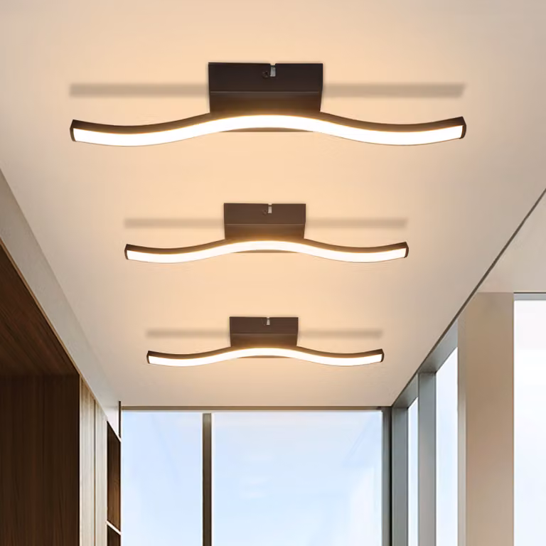 ZMH 3ER lampada da soffitto camera da letto plafoniera soggiorno moderno camera da letto lampada nera 6W cucina lampada onde interne design soggiorno lampada 3000K bianco caldo LED illuminazione a soffitto per cucina corridoio