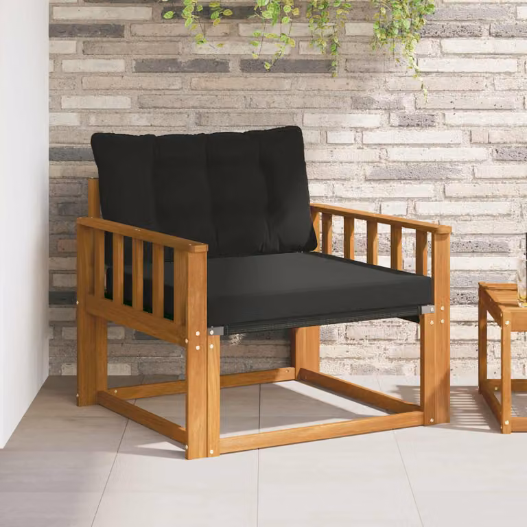 Set di divani da esterno vidaXL in legno di acacia massello e textilene con cuscini inclusi, moderno, disponibile in marrone, nero o grigio