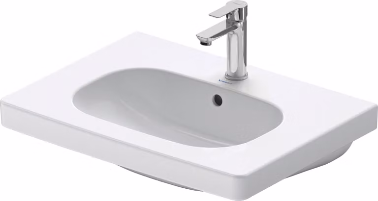 Duravit D-Code lavabo, avec plage de robinetterie, avec trop-plein, 650mm, blanc ultra-brillant, 03426500002, 03426500002