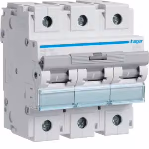 Interruttore automatico tripolare 15 kA, caratteristica D, 80 A, 4,5 moduli