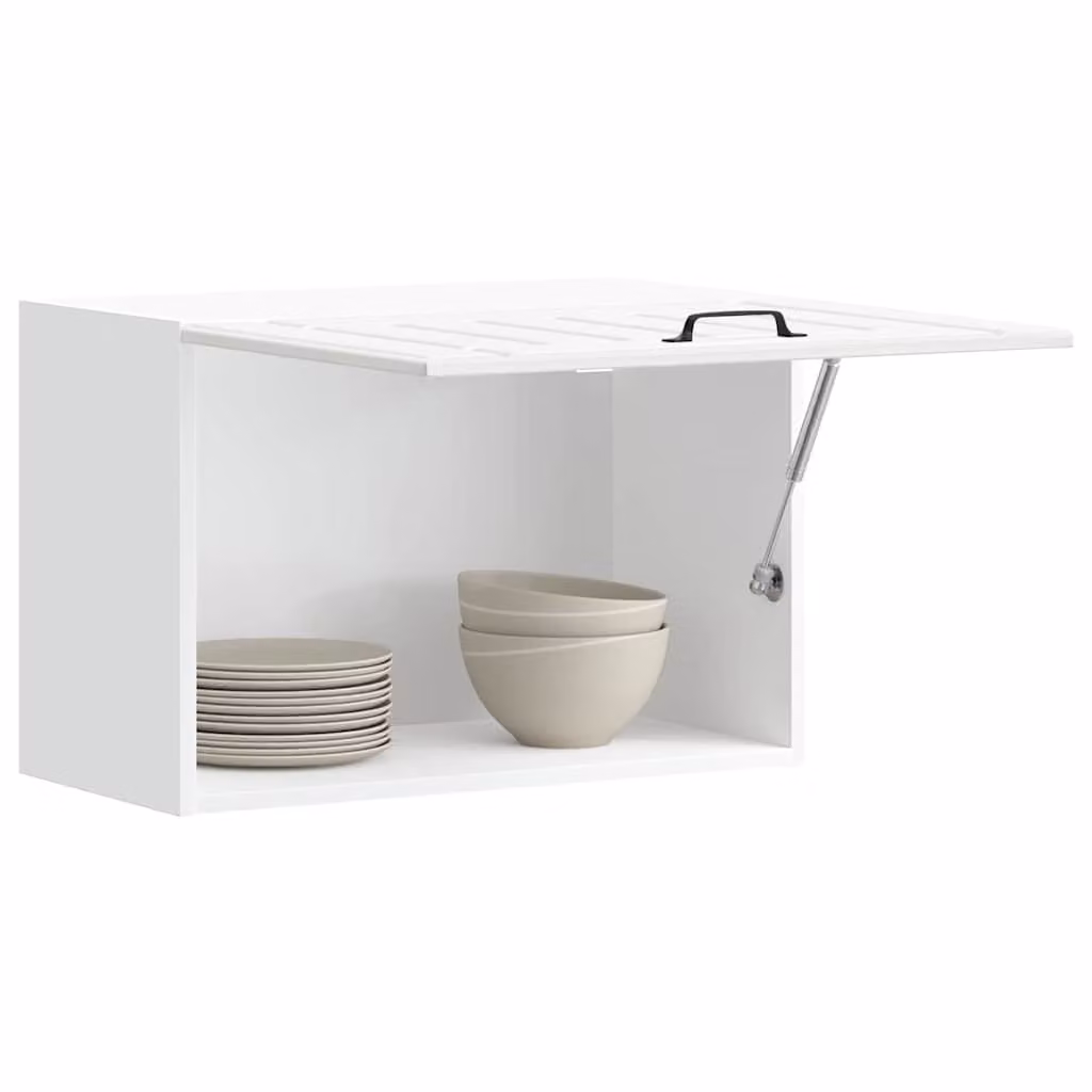 Pensile da cucina moderno vidaXL Lucca bianco lucido con ante in vetro e legno multistrato L 60 cm, H 40 cm, P 31 cm