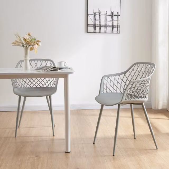 Set di 2 sedie da sala Kangasniemi con schienale a rete grigio chiaro en.casa