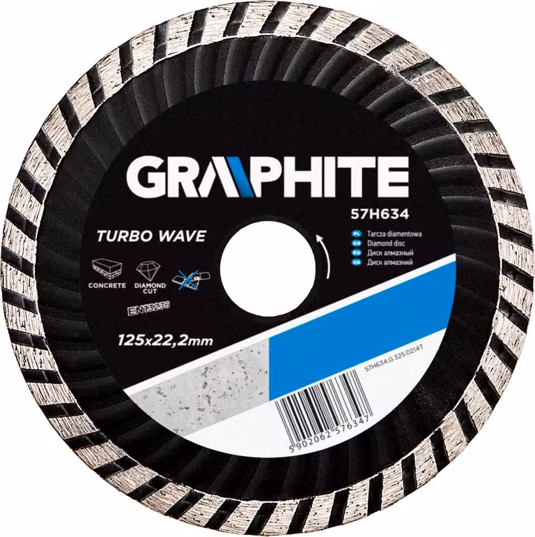GRAFITE Lama diamantata 125 x 22,2 mm, turbo wave