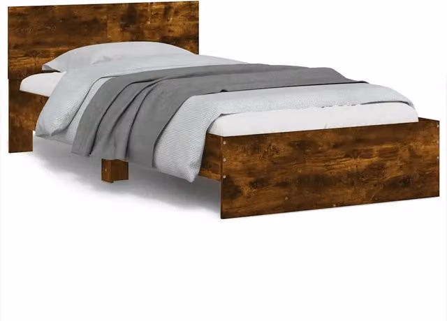 Letto singolo moderno con testiera in legno Rovere Fumo marrone L/P/H: 203 x 100 x 70 cm – 1