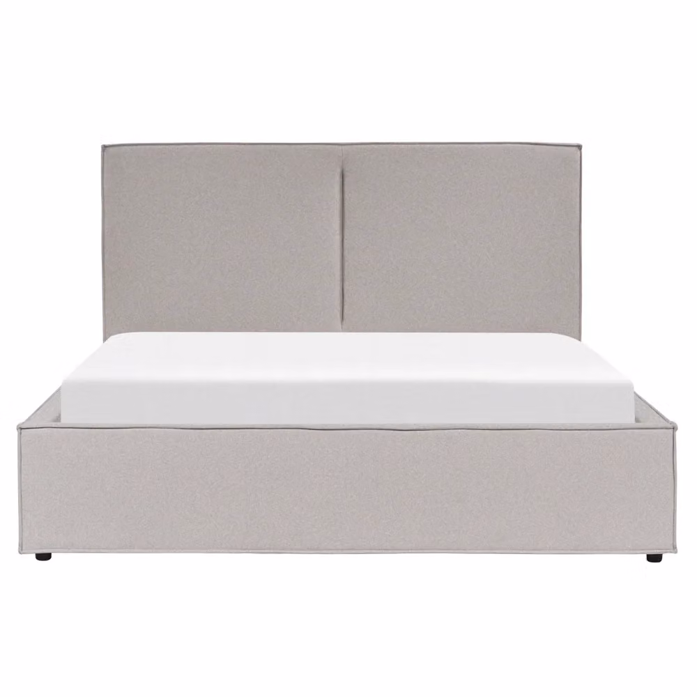 Letto matrimoniale Beliani con contenitore e doghe in legno, rivestimento in tessuto grigio, L/P: 160 x 200 cm – 2